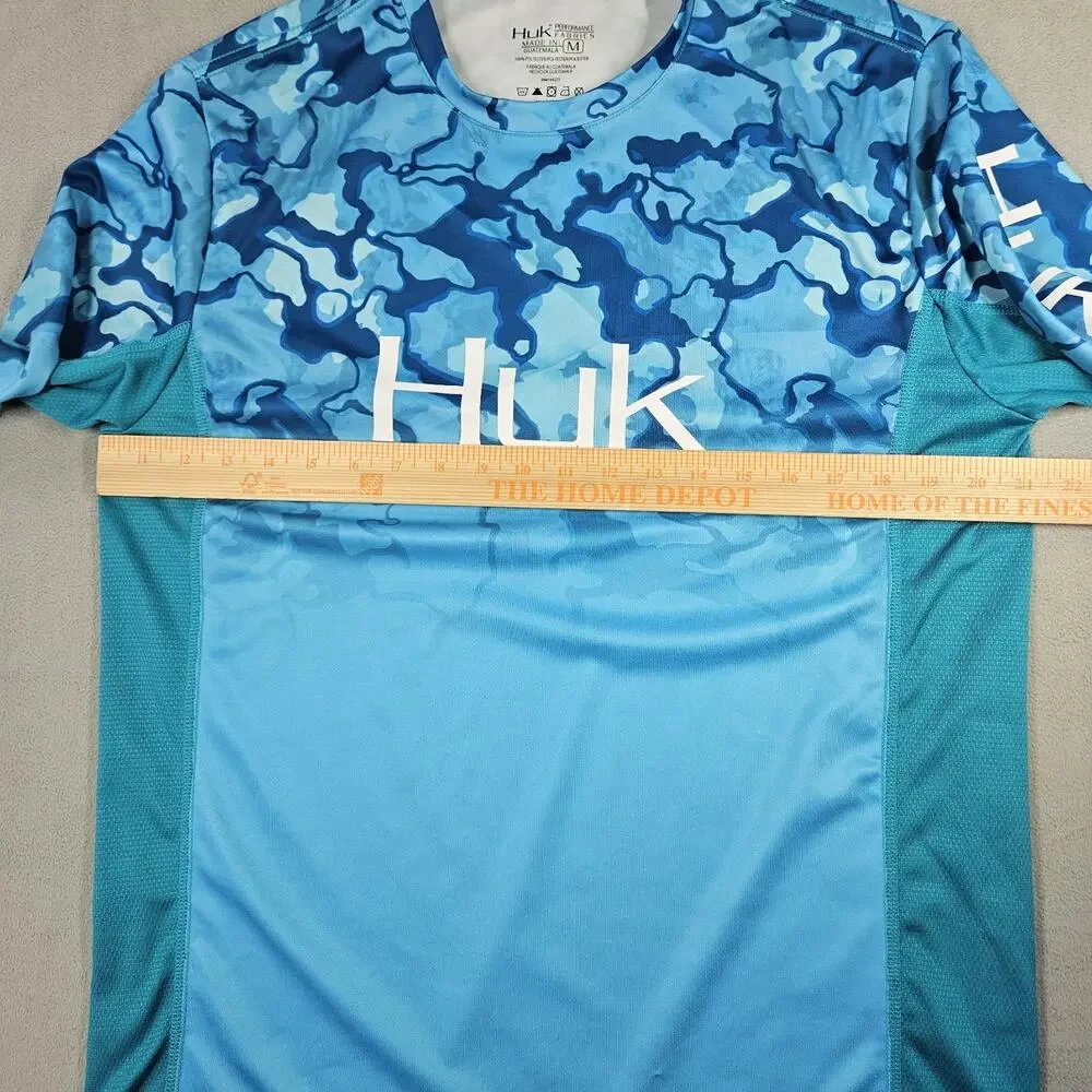 Huk Shirt Men's Medium Long Sleeve Fishing Camo Mesh Sun Protection Boating